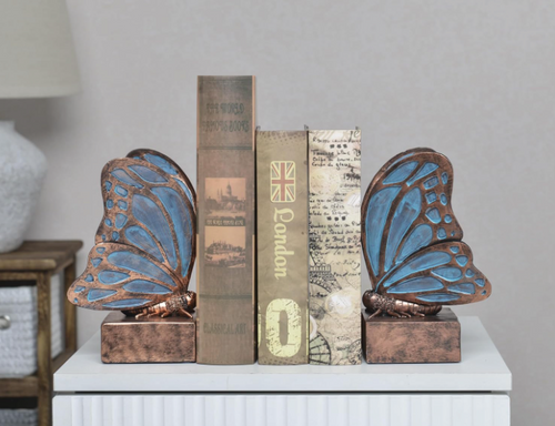 The Azure Butterfly Wing Bookends