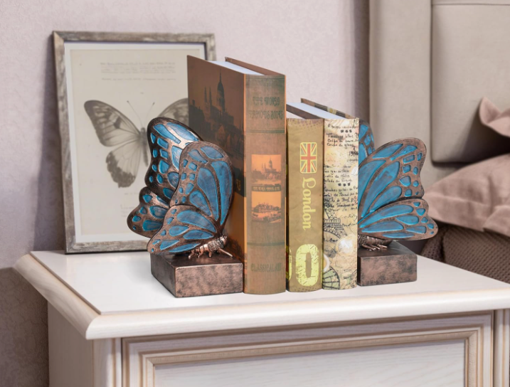 The Azure Butterfly Wing Bookends