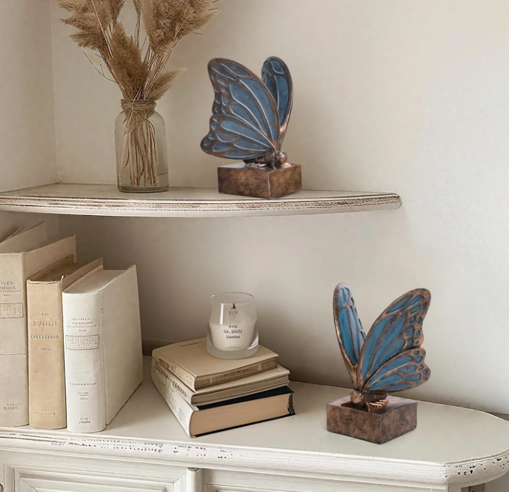 The Azure Butterfly Wing Bookends